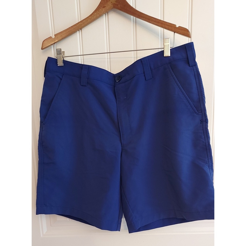 Under Armour Golf Shorts Mens 36 Blue Performance Nylon Blend Flat Front Stretch